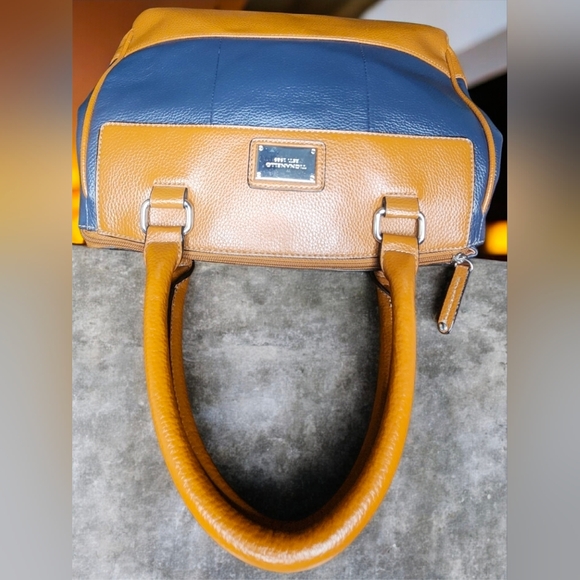 Tignanello Two-Tone Leather Satchet/Shoulder Bag In Blue & Tan - Picture 4 of 14